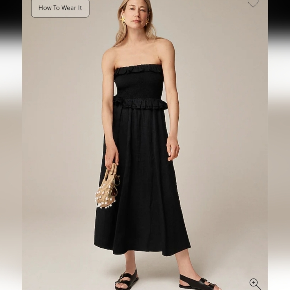 J Crew Ravenna dress in ramie CK835 Size M NWT Black